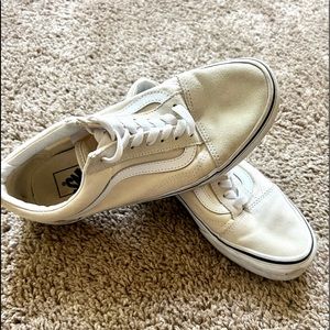 Women’s Tan Cream White Lace Up Vans Size 7.5